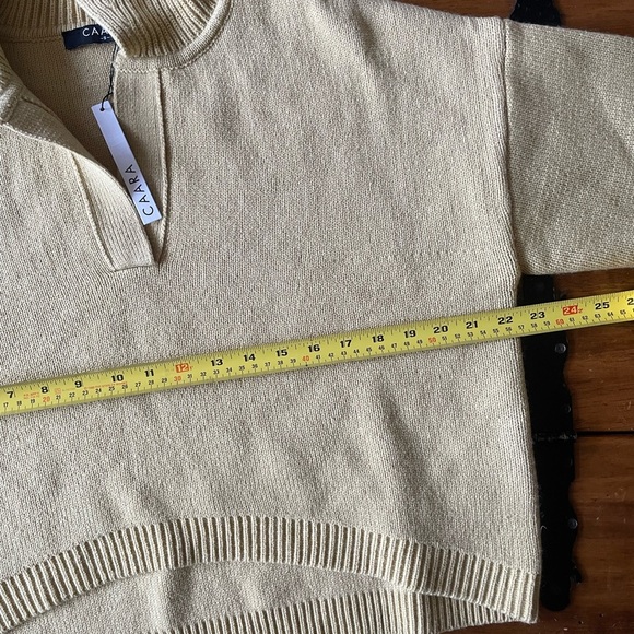 New NWT Caara Cropped Collared Wool Blend Sweater Mustard Yellow Sz Small S - Picture 6 of 7